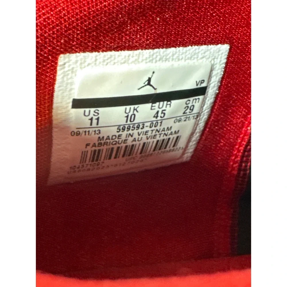 Jordan Flight Origin Mens 11 Black Gym Red White Mid Sneakers 599593-001
